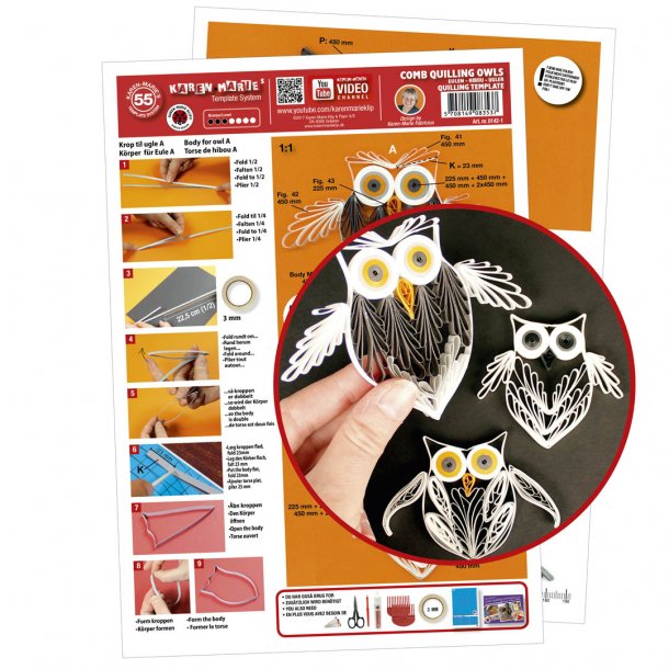 Quilling Template Ark - Comb Quilling Owls - Ugler