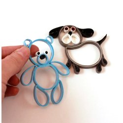 Quilling Template Ark - Dog &amp; Teddy - Hund og Bamse