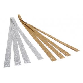 15 mm Stjernestrimler m/glitter - guld/slv