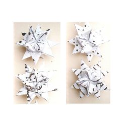 15 mm Stjernestrimler - 32 Stk. - Hvid med slv folietryk