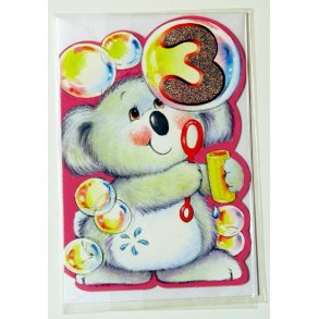 F&oslash;dselselsdagskort 3 &aring;r - med kuvert