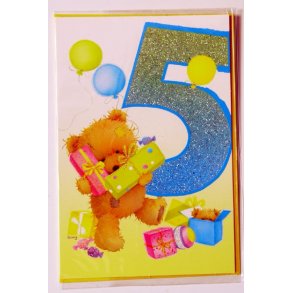 F&oslash;dselselsdagskort 5 &aring;r - med kuvert