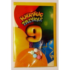 F&oslash;dselselsdagskort 9 &aring;r - med kuvert