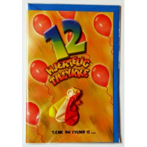 F&oslash;dselselsdagskort 12 &aring;r - med kuvert