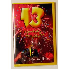 F&oslash;dselselsdagskort 13 &aring;r - med kuvert
