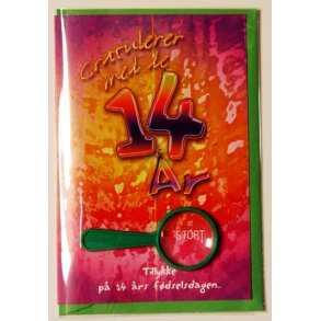 F&oslash;dselselsdagskort 14 &aring;r - med kuvert