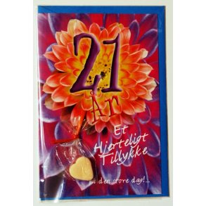 F&oslash;dselselsdagskort 21 &aring;r - med kuvert