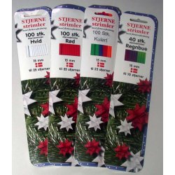 15 mm Stjernestrimler - 100 Stk. - Rd - Papir til at flette julestjerner