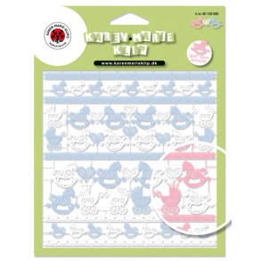 Laserstickers Gyngehest og barnevogn - Bl og rosa