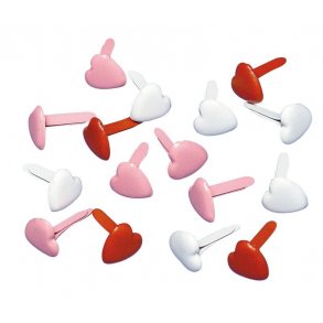 Brads - Hjerter - Røde / hvide - 4 mm - 100 stk