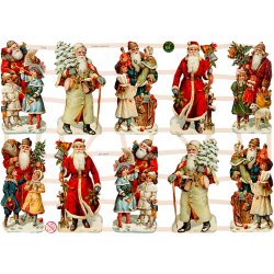 Glansbilleder - Julemnd og brn - 3 ark