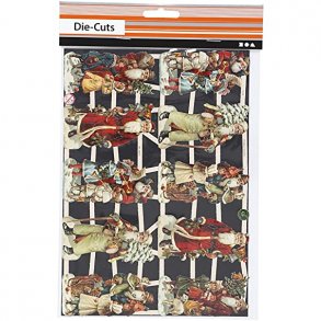 Glansbilleder - Julemnd og brn - 3 ark