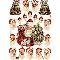 Glansbilleder - Julemnd og Klokker - 3 ark