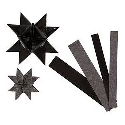 15 mm 25 mm Stjernestrimler - 40 stk. Sort/Gr - Glitter/Lak - Paris