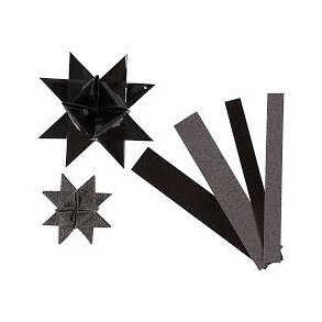 15 mm 25 mm Stjernestrimler - 40 stk. Sort/Gr - Glitter/Lak - Paris