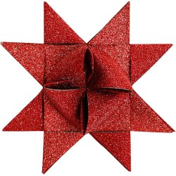 15 mm 25 mm Stjernestrimler - 40 stk. Rd - Glitter/Lak - Copenhagen