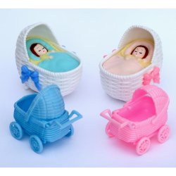 Bordpynt til barned&aring;b - Vugge med baby - bl&aring;