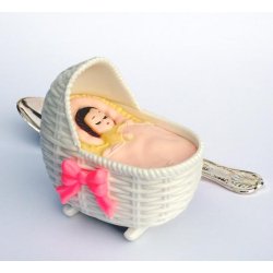 Bordpynt til barned&aring;b - Vugge med baby - r&oslash;d