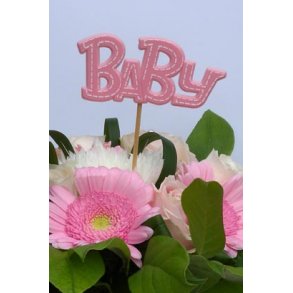 Bordpynt til barnedåb - Baby skilt - rød