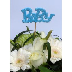 Bordpynt til barned&aring;b - Baby skilt - bl&aring;