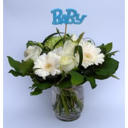 Bordpynt til barned&aring;b - Baby skilt - bl&aring;