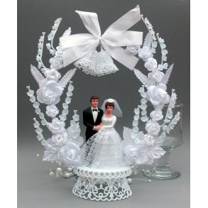 25 cm kagefigur til bryllup - brud med tyld