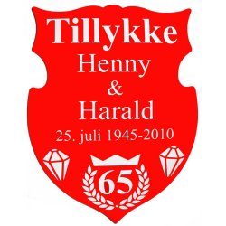 65 r - Skjold til krondiamantbryllup