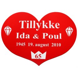 65 r - Skjold til krondiamantbryllup - Hjerte