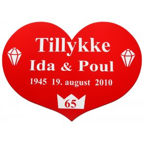 65 r - Skjold til krondiamantbryllup - Hjerte