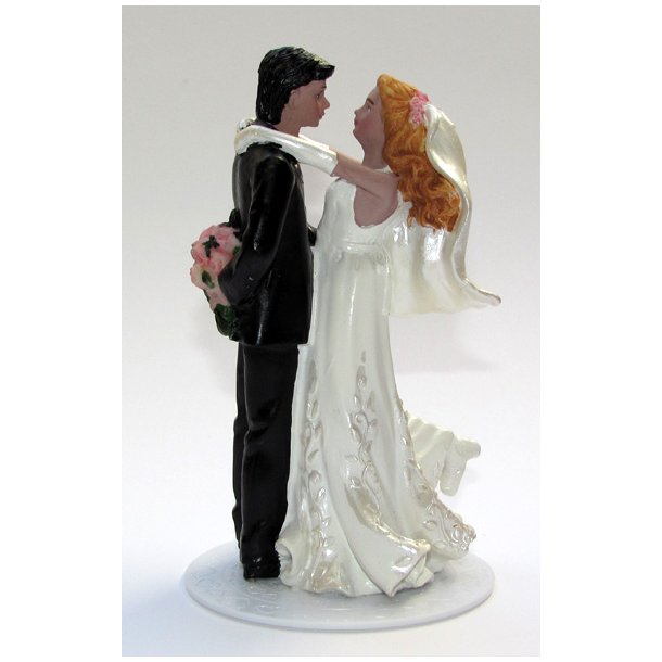 12,5 cm kagefigur til bryllup - Brud holder om gom