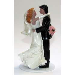 12,5 cm kagefigur til bryllup - Brud holder om gom