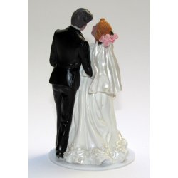 12,5 cm kagefigur til bryllup - Brud ser p&aring; gom