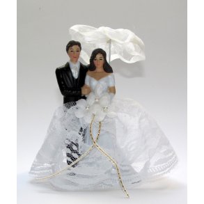 12 cm kagefigur til bryllup - Par under paraply