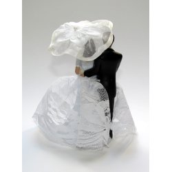 12 cm kagefigur til bryllup - Par under paraply