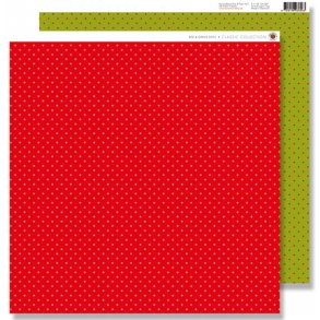 Scrapbookingark - Prikker - Rød og grøn