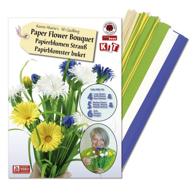 Quilling - 3D Paper Flower Bouquet Kit - Papirblomster buket - Pske