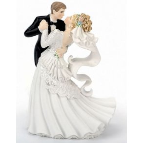  9,5 cm kagefigur til bryllup - Dansende brudepar