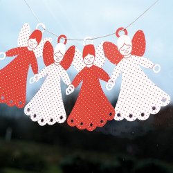 Stanseark med engle i r&oslash;d/hvid - til at trykke ud