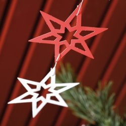 Stanseark med stjerner hvid/r&oslash;d til at trykke ud