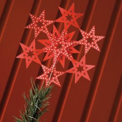 Stanseark med stjerner hvid/r&oslash;d til at trykke ud