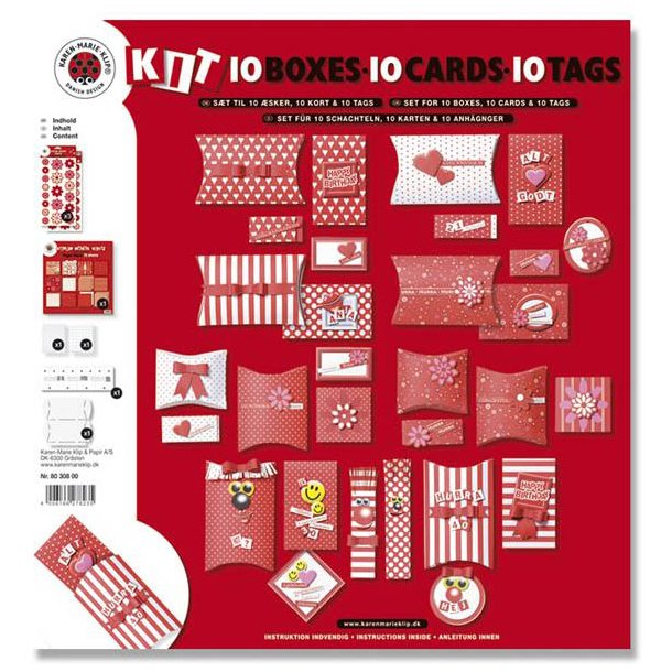 Kit - 10 &aelig;sker, 10 kort og 10 tags