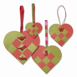 Lav selv flettede julehjerter - r&oslash;d/gr&oslash;n