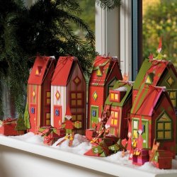 Kalenderby med 8 huse - 24 pakker og nisser