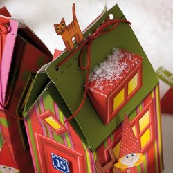 Kalenderby med 8 huse - 24 pakker og nisser