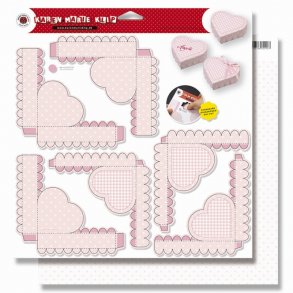 Lyserød hjerteæske - ark med 3 stk