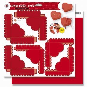 Rd hjerteske - ark med 3 stk