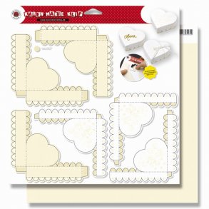 Elfenben hjerteæske - ark med 3 stk