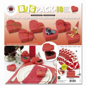 Rød hjerteæske - 6 ark med 3 stk - 18 æsker