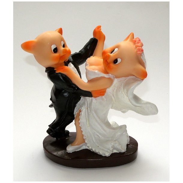 11 cm kagefigur til bryllup - ''Grisepar''