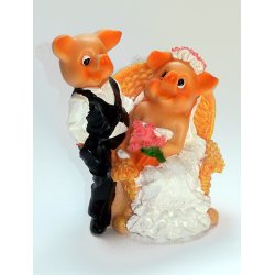 11 cm kagefigur til bryllup - ''Grisepar''
